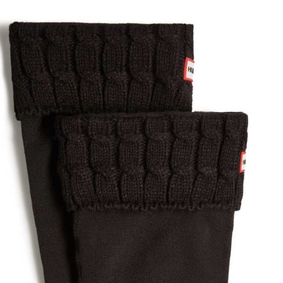 Hunter 6-Stitch Cable Tall Socks- Black - Picture 2 of 6